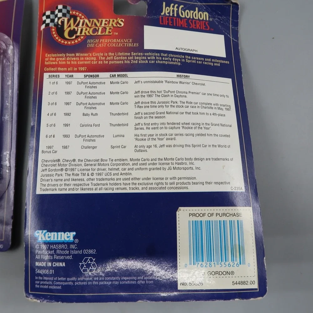 2 Jeff‎ Gordon #24 DuPont Chevrolet Nascar Car 1:64 Lifetime Series w/ Card